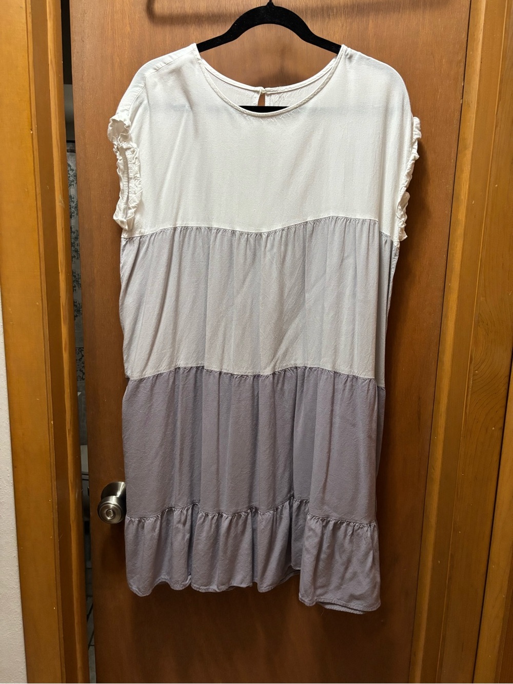Two-Tone Tiered Midi Dress in White and Lavender